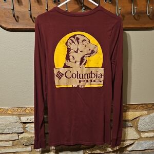 Columbia PHG  Burgundy Dog Long Sleeve Shirt Size Small